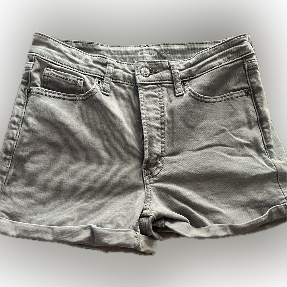 high rise denim shorts